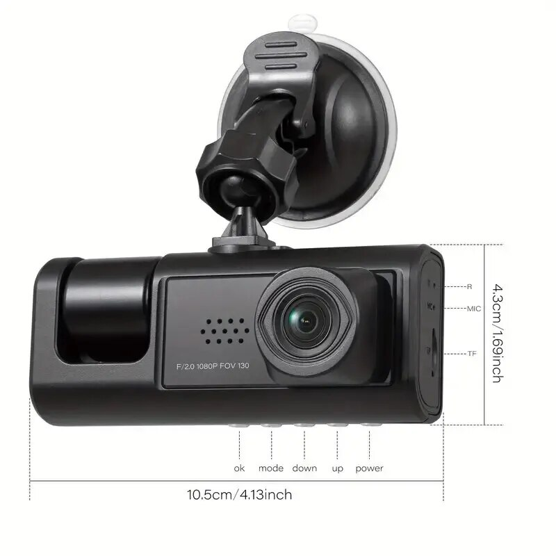 3 Channel Car HD 1080p Dashcam