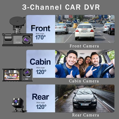 3 Channel Car HD 1080p Dashcam